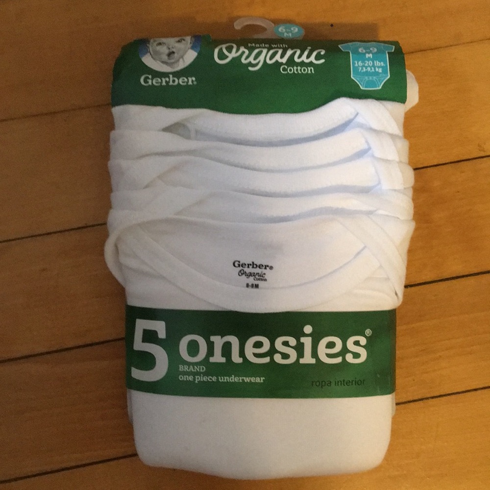 5 6-9m short sleeve organic cotton onesies